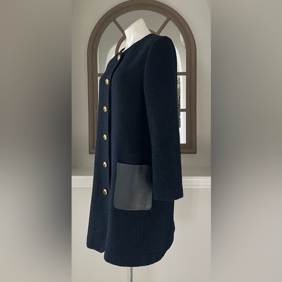 St. John Leather-Pocket Bracelet-Sleeve Textured Tweed Jacket Size 14 NEW $1,995 - Picture 9 of 14